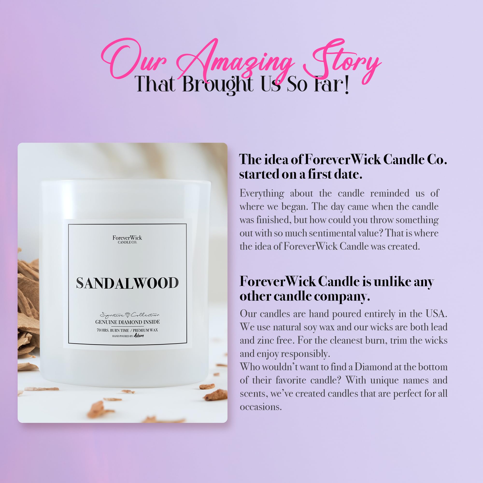 Foreverwick Sandalwood Scented Candle - 14 oz, 70-Hour Burn Time | Aromatherapy Candle for Relaxation, Stress Relief & Home Decor | Perfect Anniversary Gift & Spa Bath Essential | Strong Fragrance for Meditation, Yoga & Bedroom Ambiance