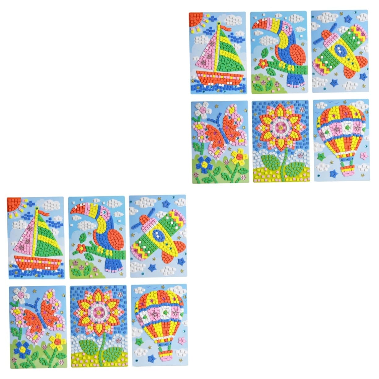 FAVOMOTO 12-Piece Mosaic Sticker Art Kit for Kids - DIY Sticker Crafts, Creative Picture Stickers for Children's Art Projects, Home Decor & Scrapbooking