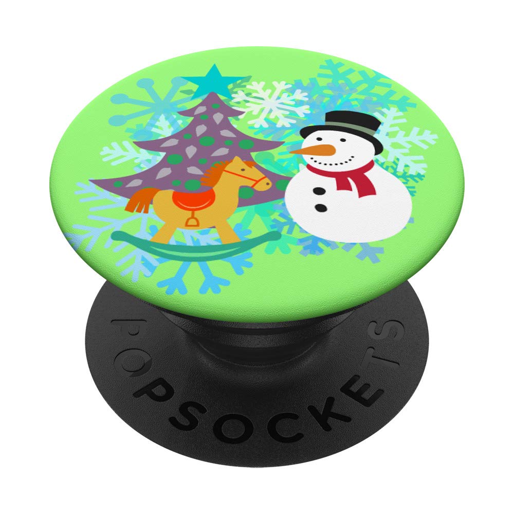Snowman Christmas Tree Rocking Horse Toy for Kids - Blue & Green Wooden Rocker with Festive Holiday Design | Perfect for Christmas Decorations & Toddler Playtime
