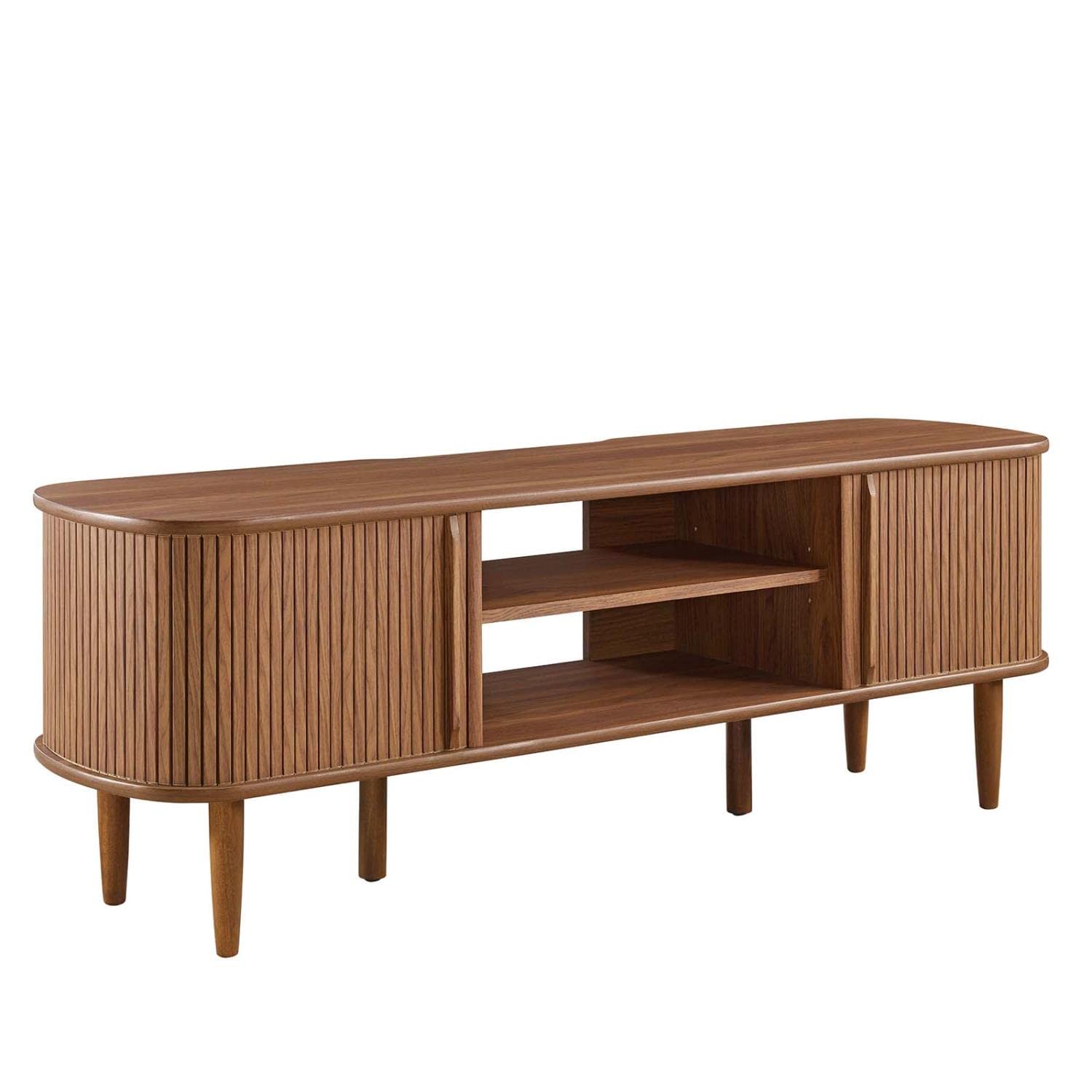 Modway Contour Mid-Century Modern TV Stand - Walnut Finish, 15 x 54.5 x 18.5 Inches - Perfect for Living Room, Bedroom & Home Theater Entertainment Centers
