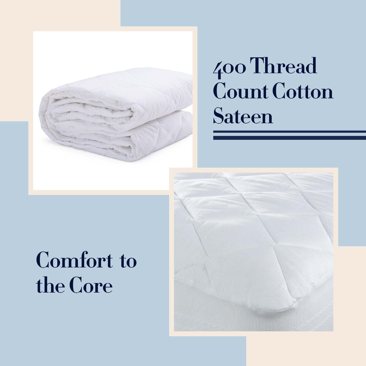 Premium Downlite Stearns & Foster 400 Thread Count King Size Cotton Sateen Mattress Pad - Cooling & Breathable Bed Topper for Luxury Comfort - Perfect for Master Bedrooms, Guest Rooms & Hotels