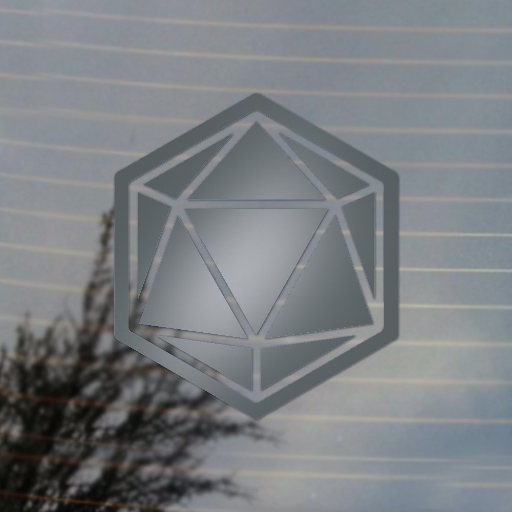 20 Sided Dice Vinyl Decal for D&D, RPG & Tabletop Gaming - Silver Cosplay Accessory & Fan Gear - Perfect for Laptops, Water Bottles & Gaming Accessories