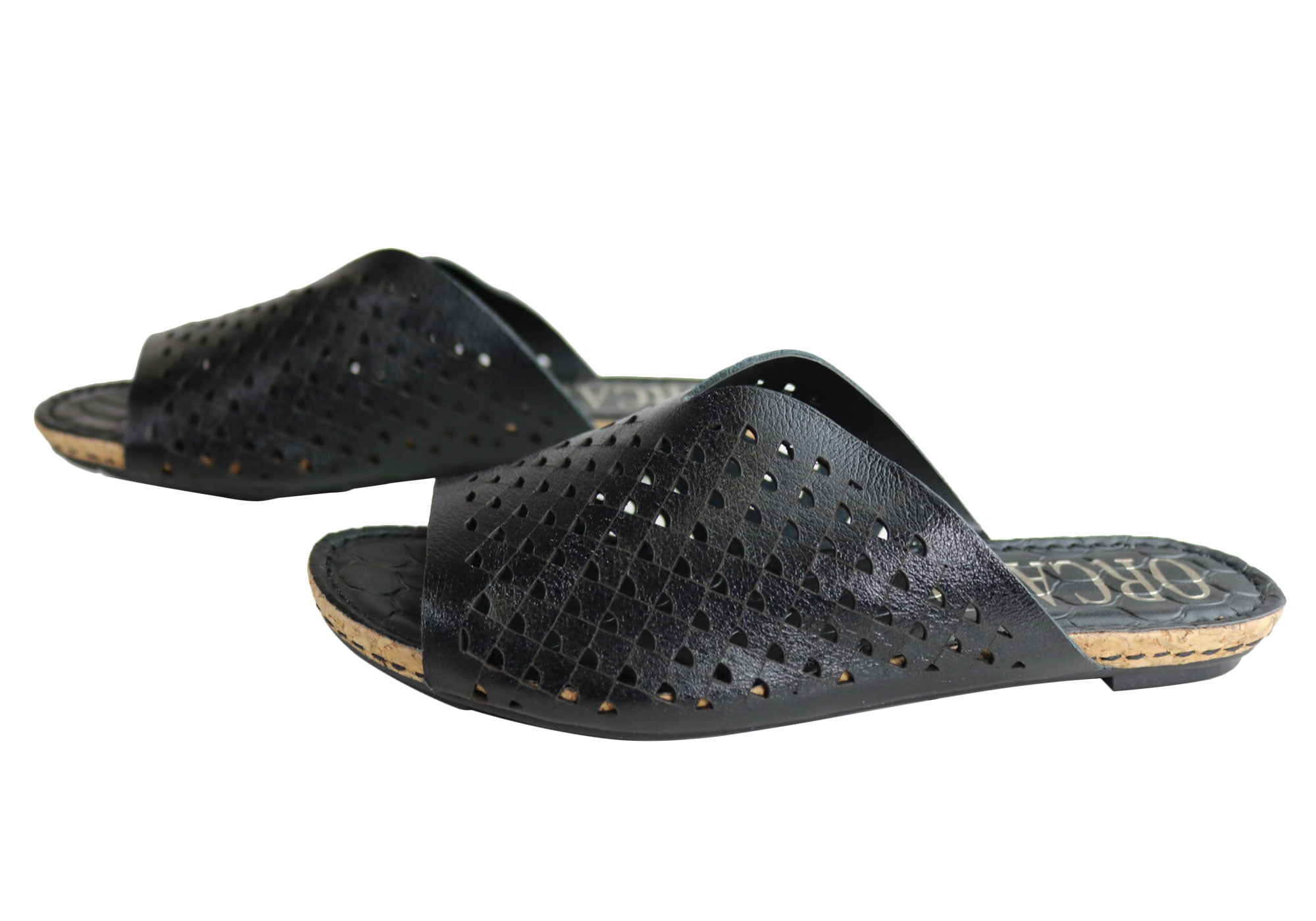 Orcade Natalie Women's Comfort Leather Slides Sandals - Made in Brazil - Perfect for Beach, Pool & Summer Casual Wear