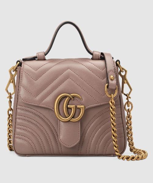 Gucci GG Marmont Mini Top Handle Bag in Dusty Pink | Luxury Crossbody Purse for Women | Perfect for Date Night, Parties & Everyday Use