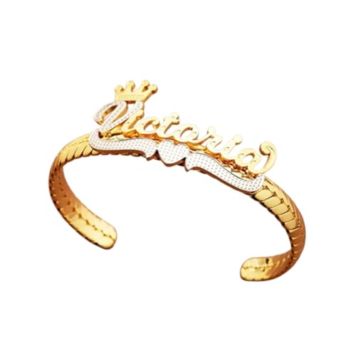 Gold and Silver Name Bracelet with Crown