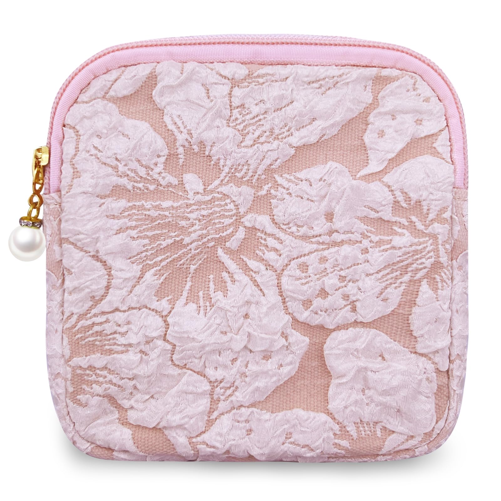 JTSea Mini Makeup Bag for Women & Teens - Small Travel Cosmetic Pouch, Sanitary Napkin Storage, Coin Purse & Feminine Hygiene Organizer | Perfect for Daily Use, Travel, School & Emergency Period Essentials