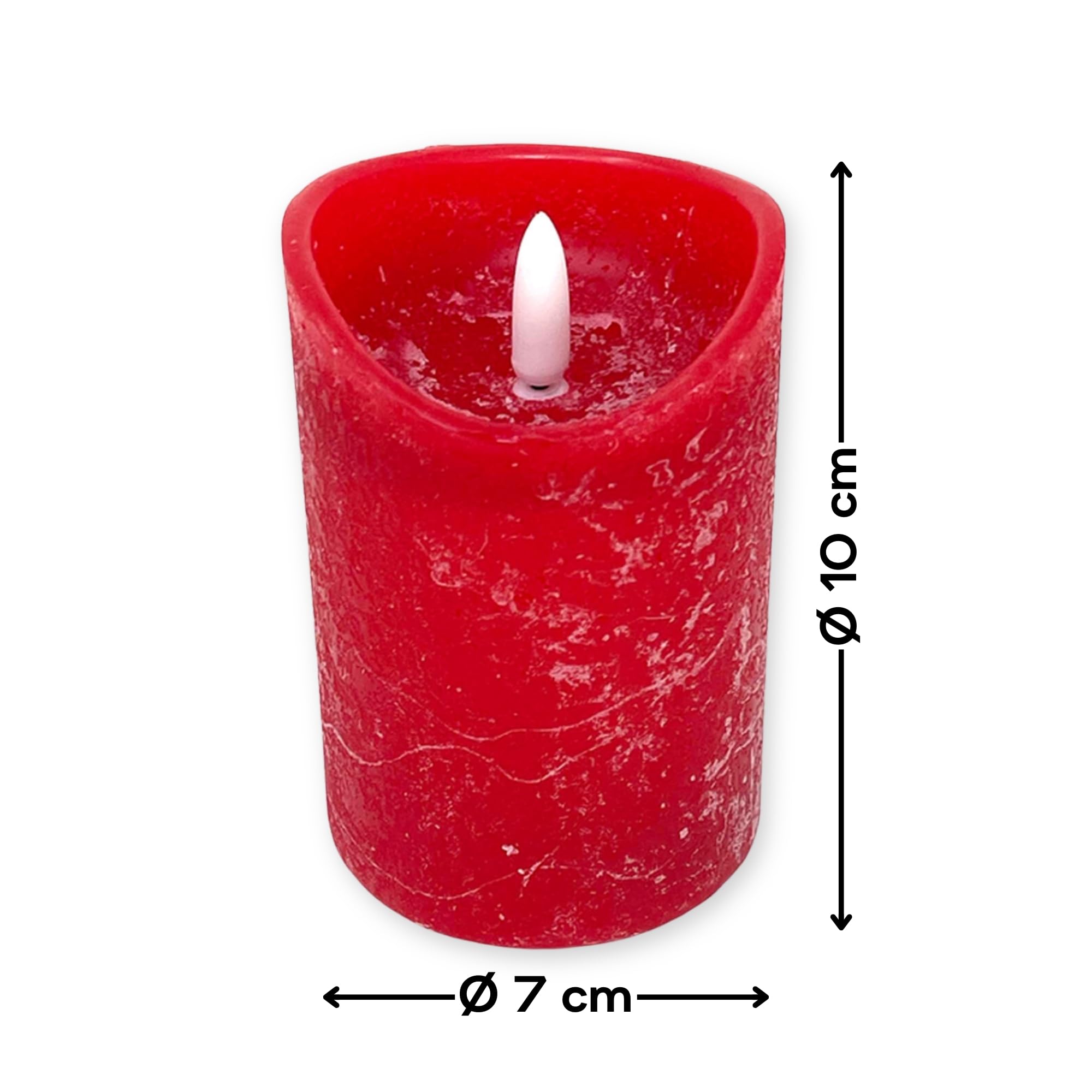 Flameless LED Candles Red - 4 Pack with Black Wick & Timer - Real Wax Look - 7.5x10cm Battery Operated Candles for Christmas, Advent, Grave Decor, Home & Wedding Decorations