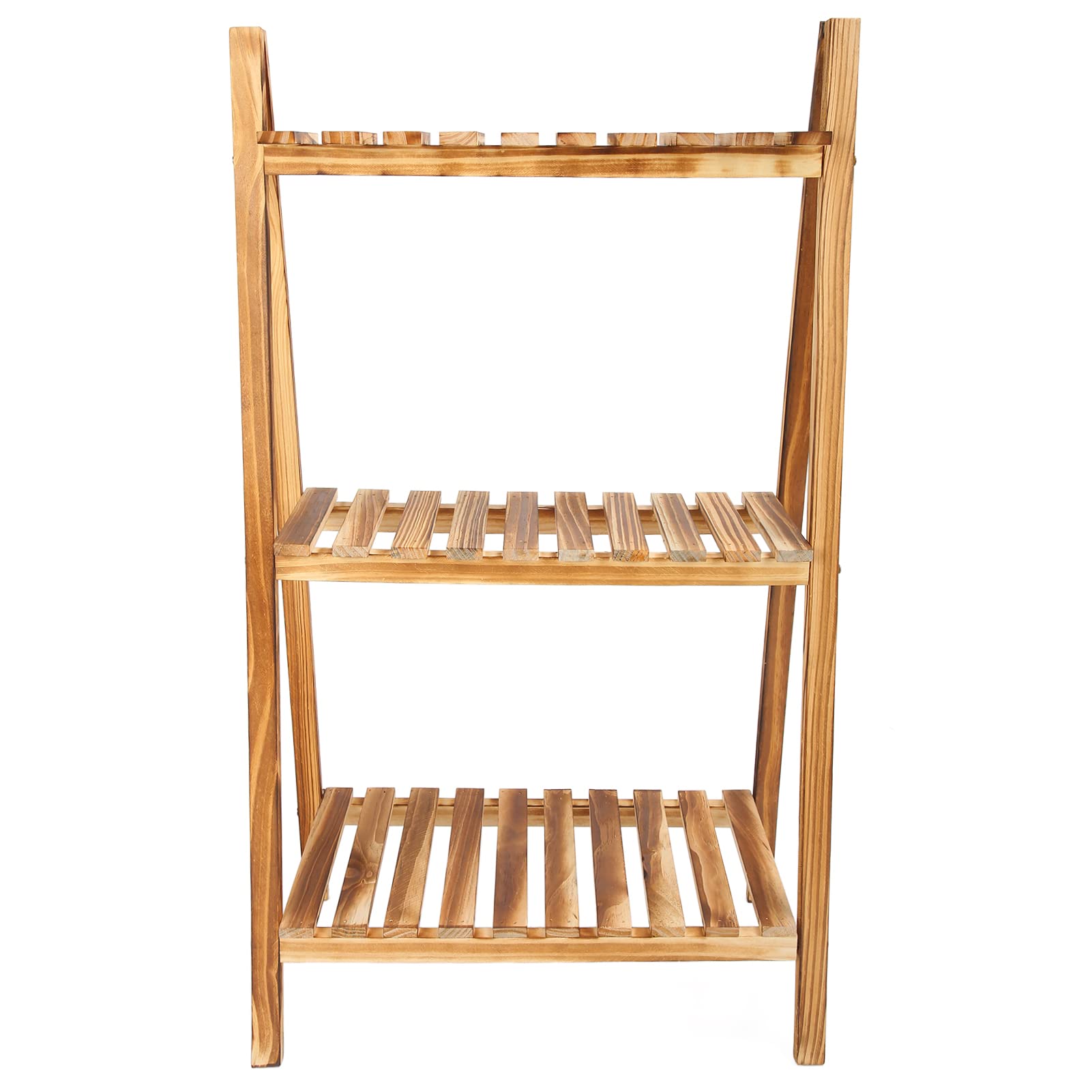 Qinlorgo 3-Tier Solid Wood Plant Stand - Large Capacity Flower Pot Holder for Indoor & Outdoor Garden Use - Perfect for Balcony, Patio, and Living Room Decor
