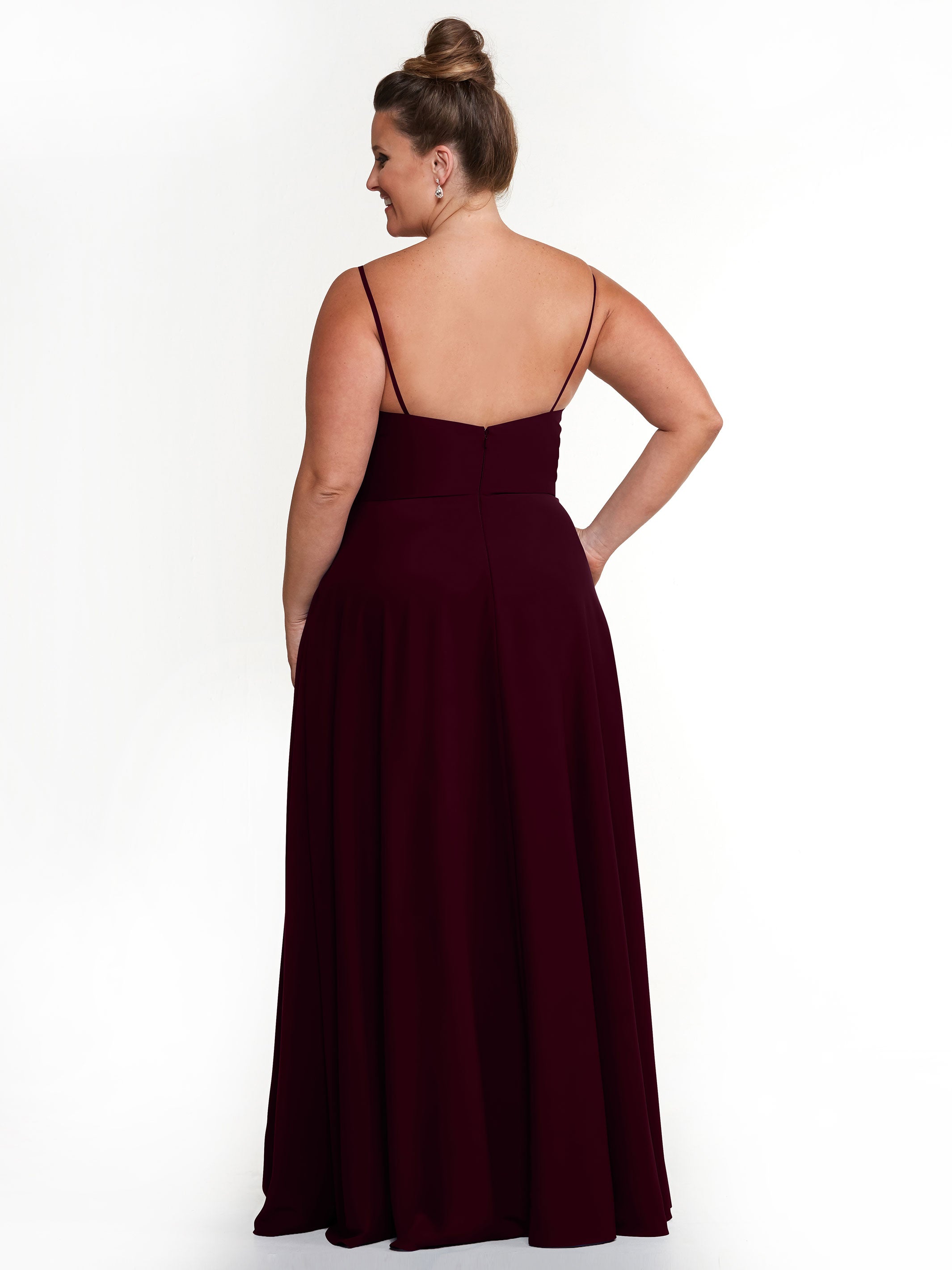 Elegant 83012 Flowy Stretch Chiffon A-Line Bridesmaid Dress with V-Neckline - Perfect for Weddings, Formal Events & Special Occasions