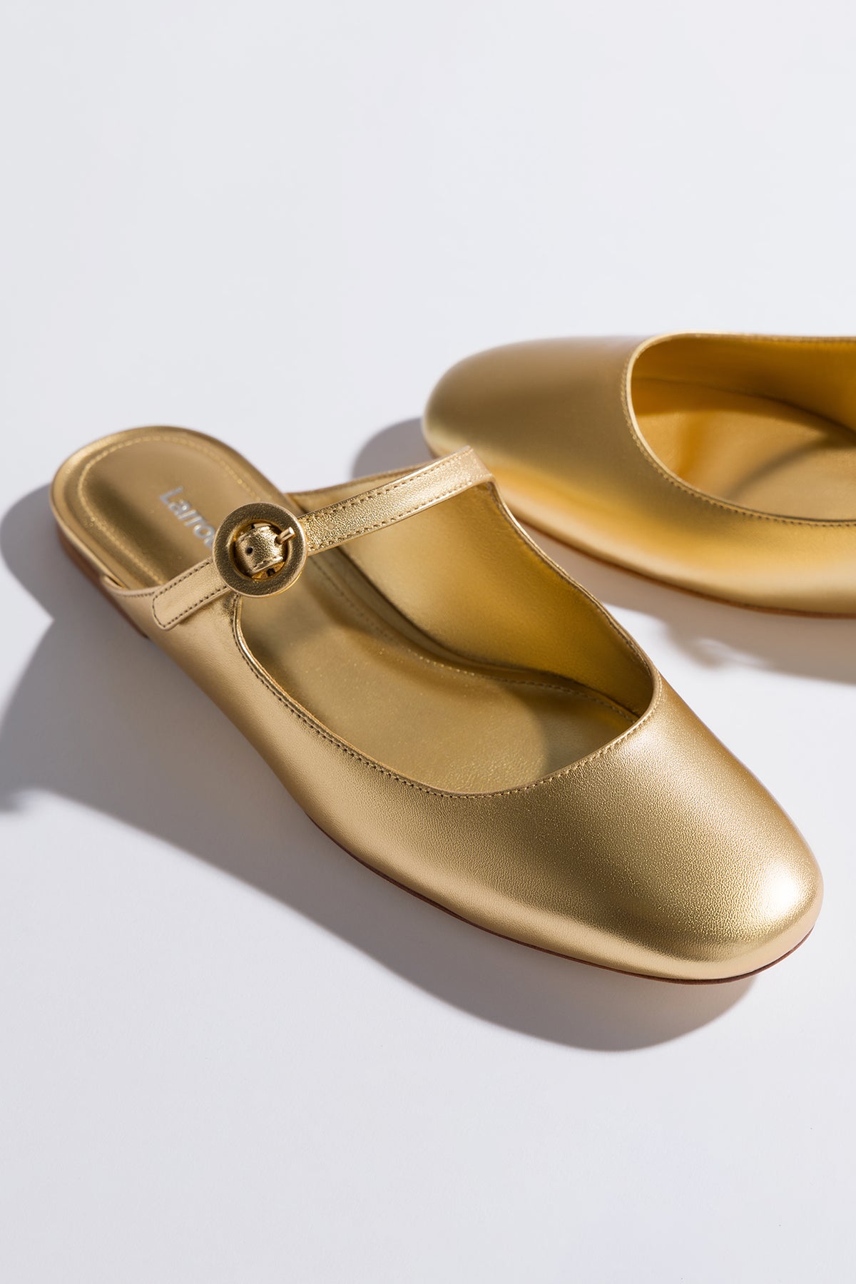 Blair Flat Mule Shoes - Gold Metallic Leather Slip-On Loafers for Women | Comfortable Casual & Office Wear | Perfect for Work, Shopping, and Everyday Outfits