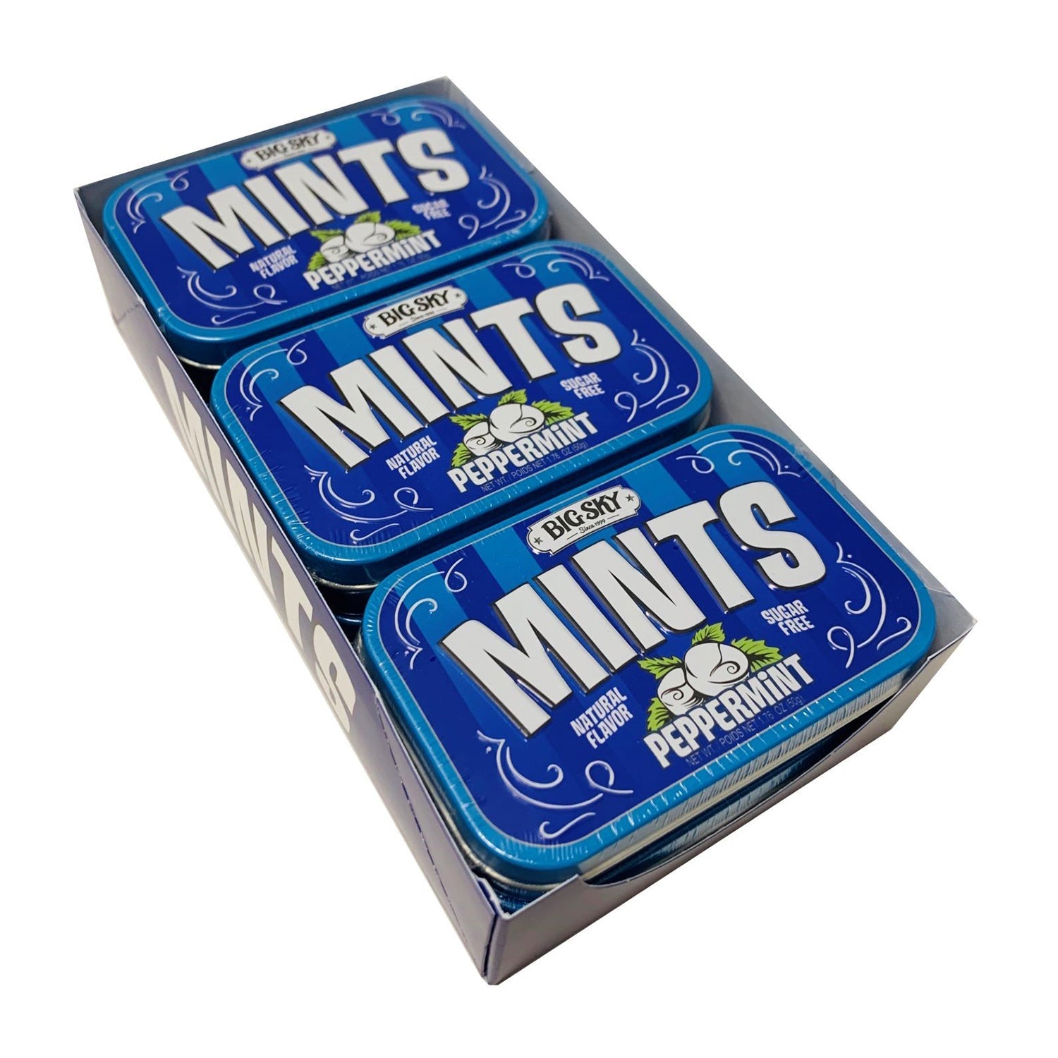 Big Sky Sugar Free Peppermint Mints in Tin - 6 Count Box | Fresh Breath for Work, Travel & After Meals