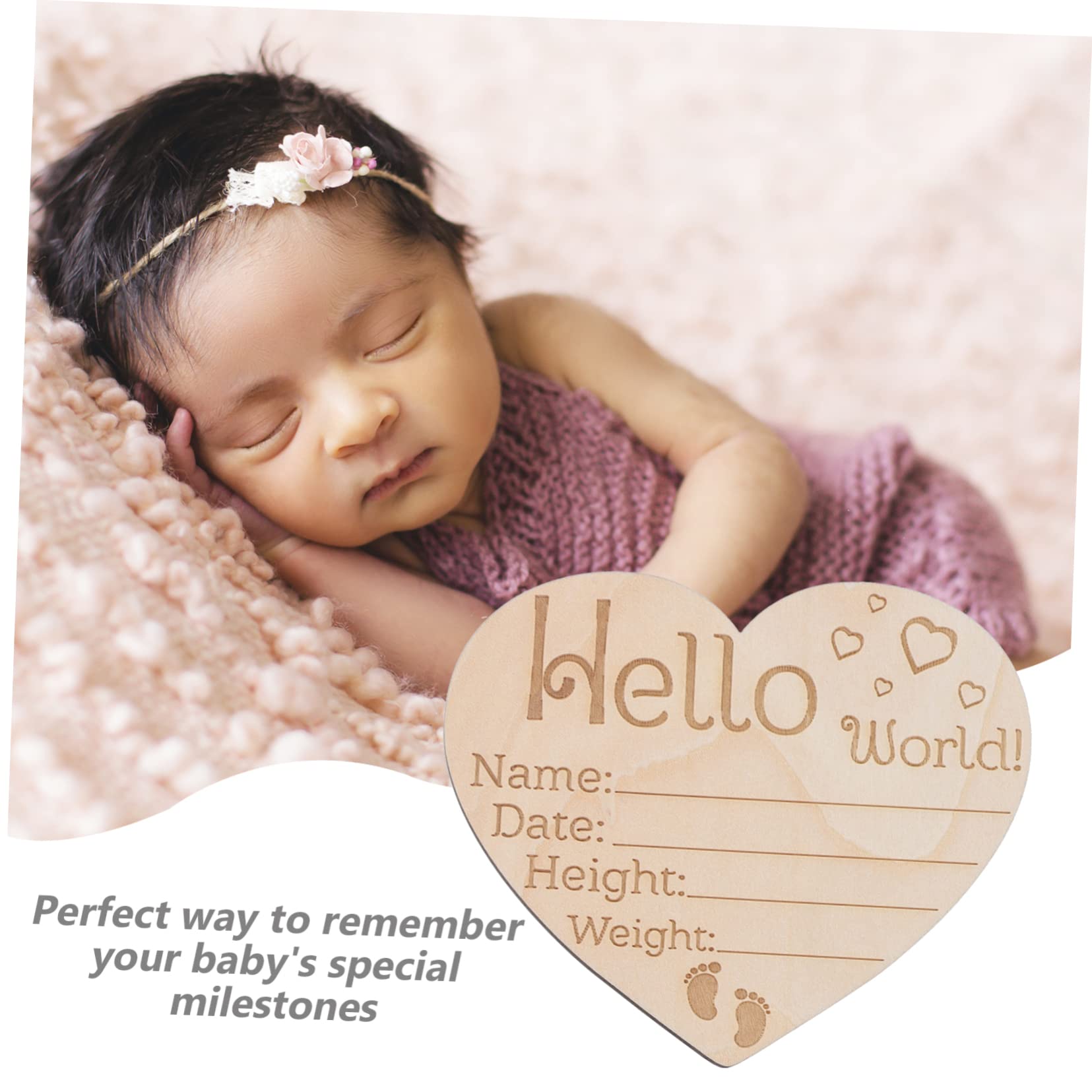 VICASKY Wooden Baby Name Sign - Heart Design Nursery Decor for Birth Announcement Gifts