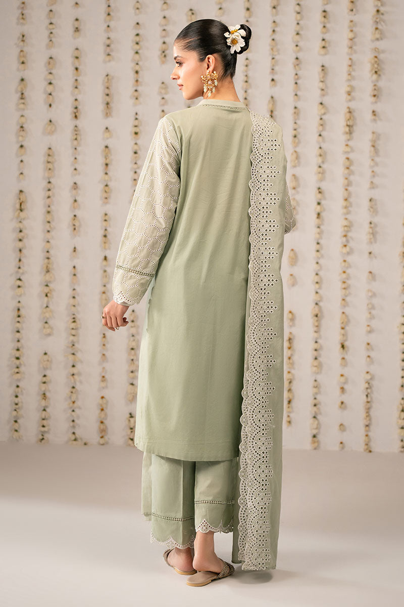 LUSH GREEN 3PC Ethnic Outfit Set (Shirt, Trouser & Dupatta) for Women - Traditional Indian Pakistani Formal Wear for Weddings, Parties & Festive Occasions