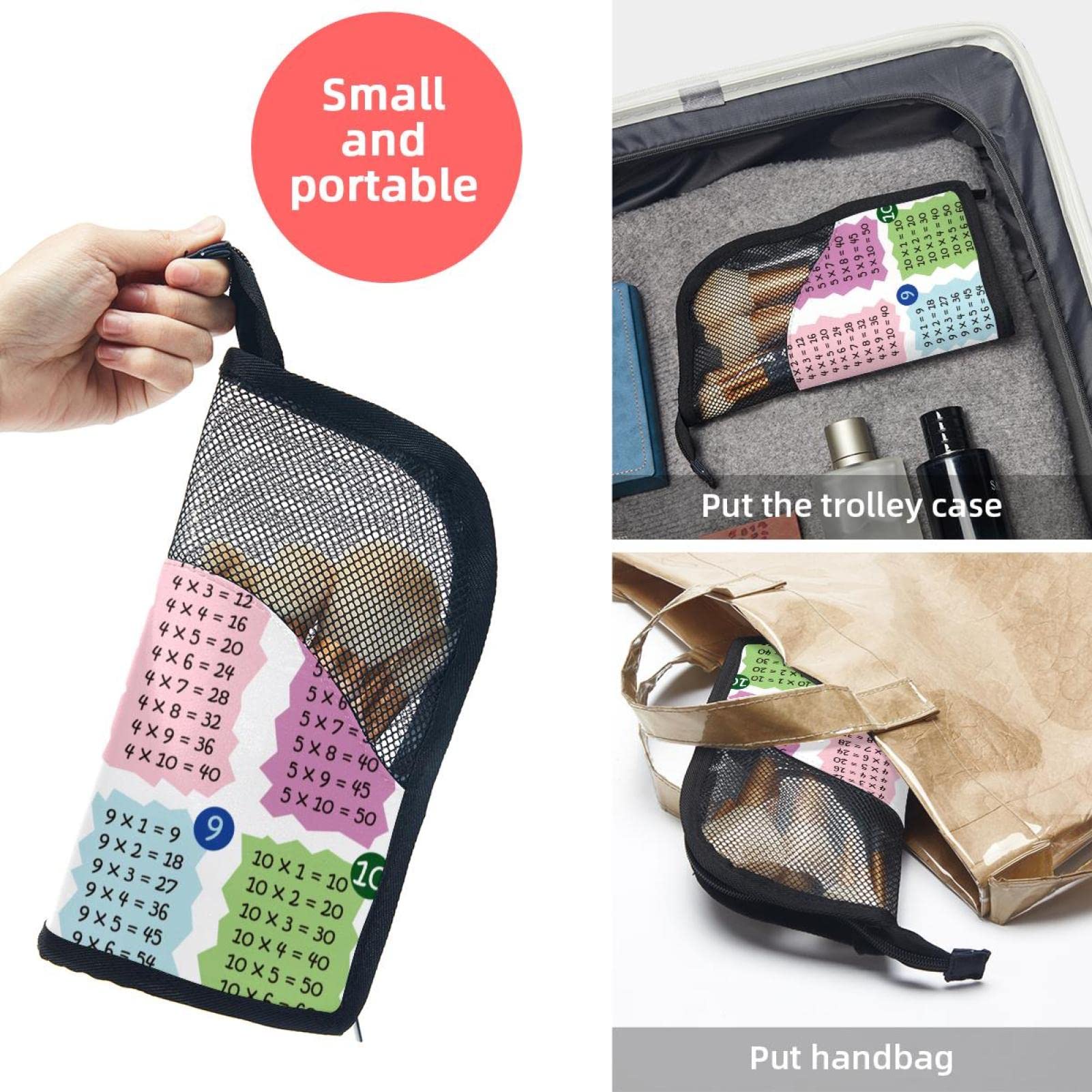 12-Piece Makeup Brush Organizer Bag with Portable Case - Includes Math Multiplication Table - Perfect for Travel, Home & Professional Makeup Artists