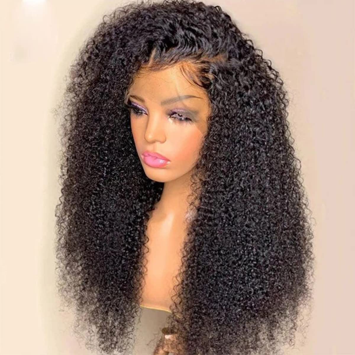 VIPbeauty Afro Kinky Curly Human Hair Wig 13x4 HD Lace Front Wigs - Brazilian Virgin Human Hair Lace Frontal Wig for Women - 180% Density Pre-Plucked with Baby Hair - Natural Color (22 Inch) - Perfect for Daily Wear, Parties, and Special Occasions
