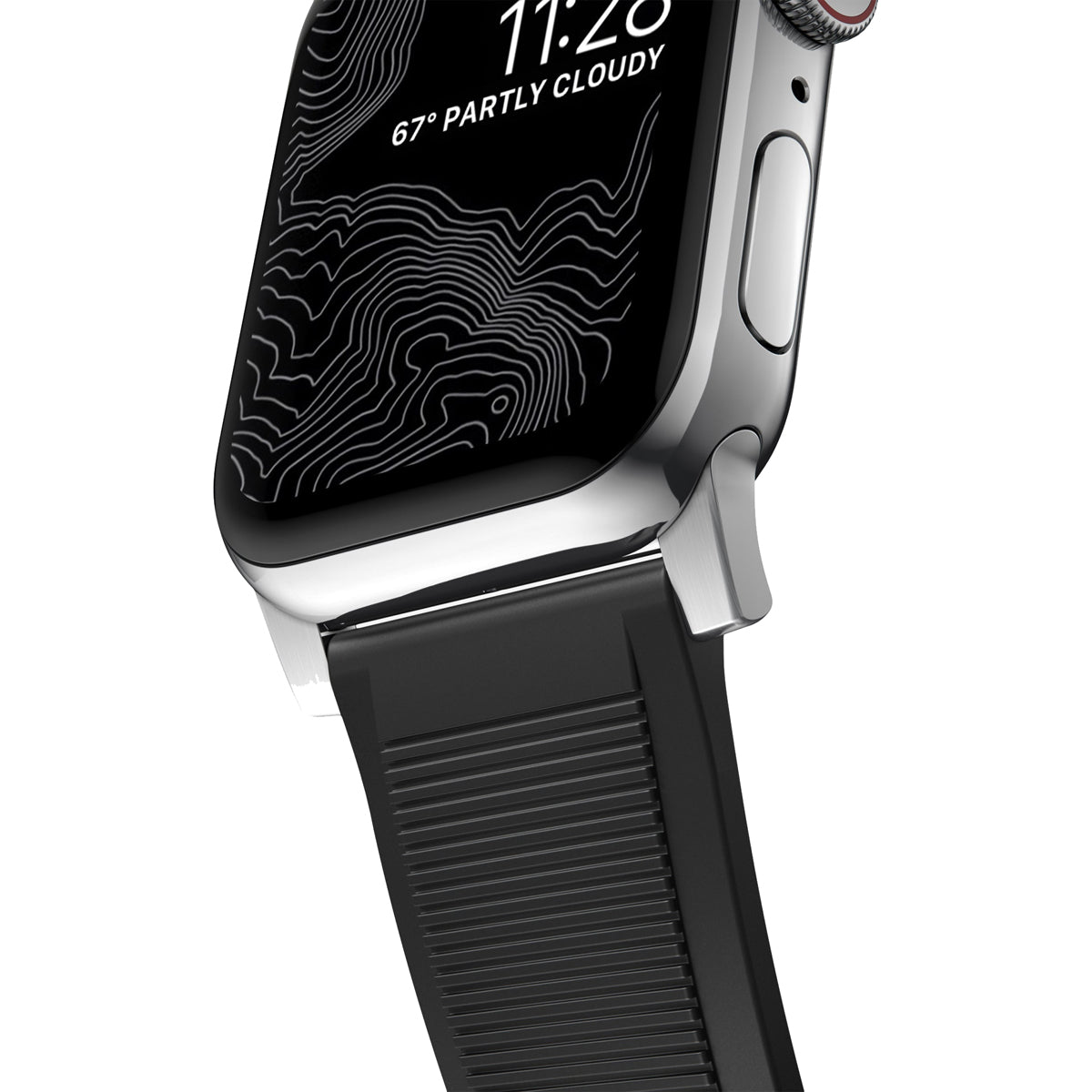 Nomad Rugged Band for Apple Watch 41mm - Silver Stainless Steel Hardware | Durable Sport Strap for Outdoor Activities, Hiking & Workouts