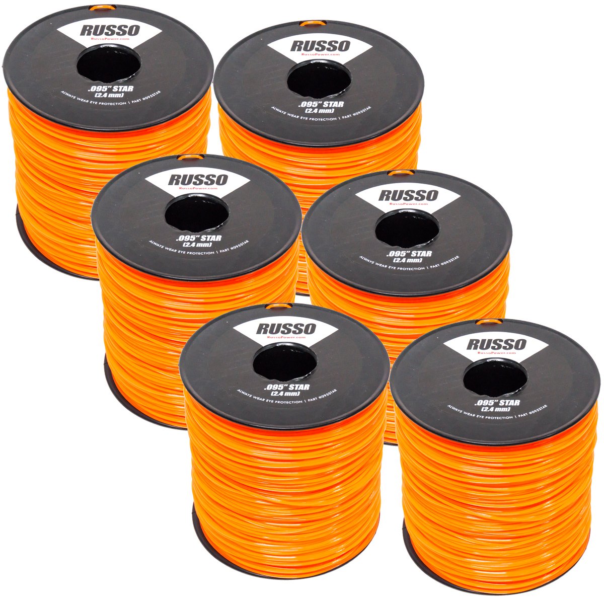 6 Pack 095 Star 5lb Commercial String Trimmer Line - Heavy Duty Weed Eater Replacement for Lawn Mower, Edger & Brush Cutter - Durable .095 Inch Trimming Line for Professional Landscaping & Yard Maintenance