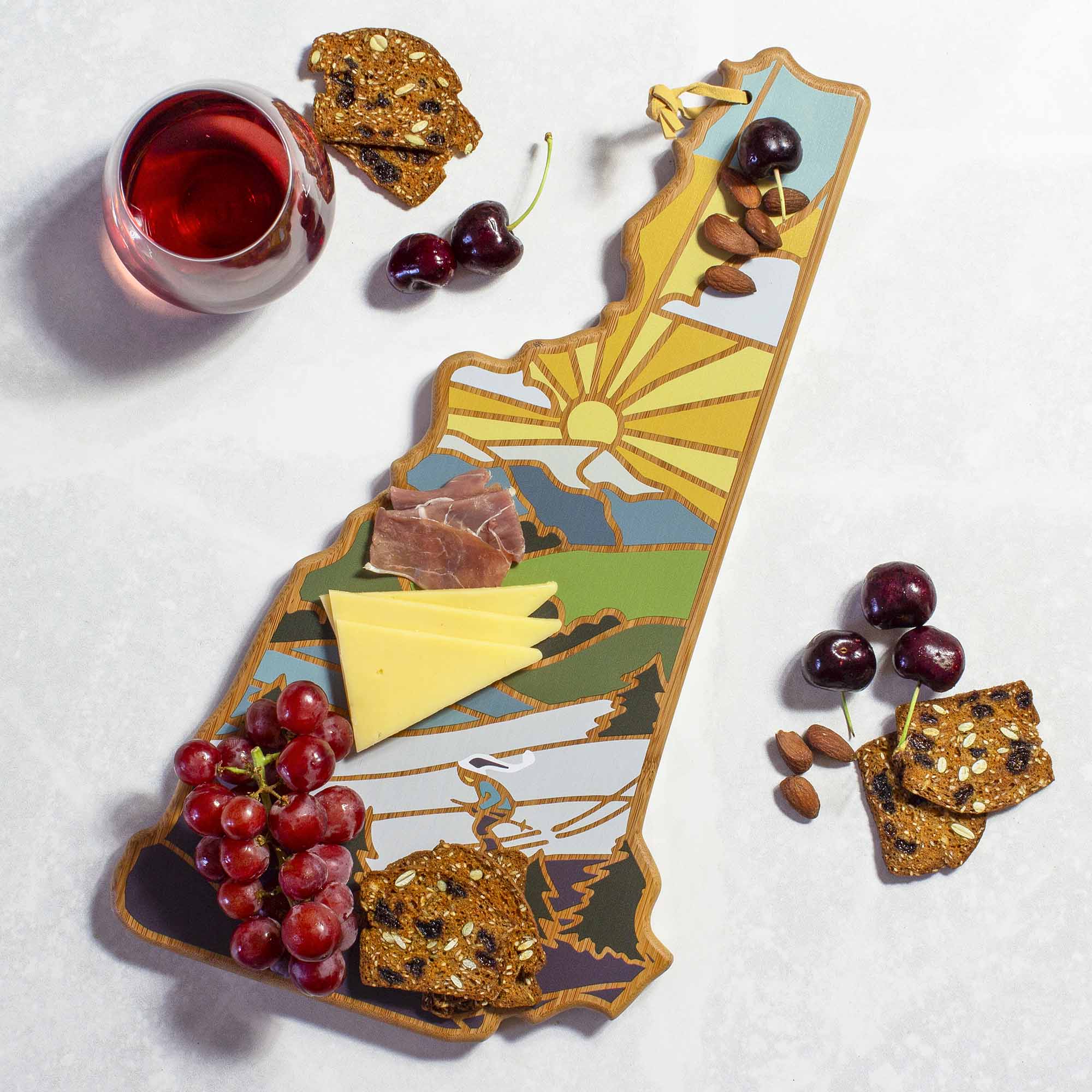 Handcrafted New Hampshire Wooden Cutting Board with Summer Stokes Artwork - Perfect for Kitchen Prep, Charcuterie Boards & Home Decor