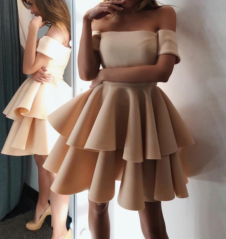 Elegant Off Shoulder A-Line Homecoming Dress with Ruffles - Short Prom Dress for Women, Perfect for Parties, Dances and Special Occasions