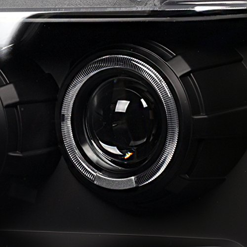 AKKON LED Halo Projector Headlights & C-Tube DRL Tail Lights for 2007-2014 Chevy Tahoe Suburban 1500 - Black Housing - Upgrade Your Night Driving & Style