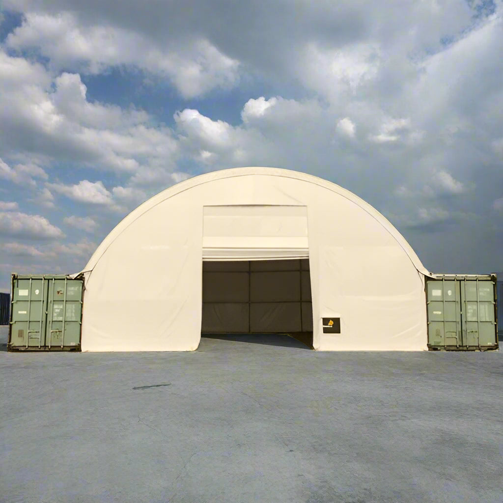 40x40x15 FT Heavy Duty Double Truss Fabric Storage Shelter - Durable Container Building Cover for Warehousing, Equipment Protection & Outdoor Storage