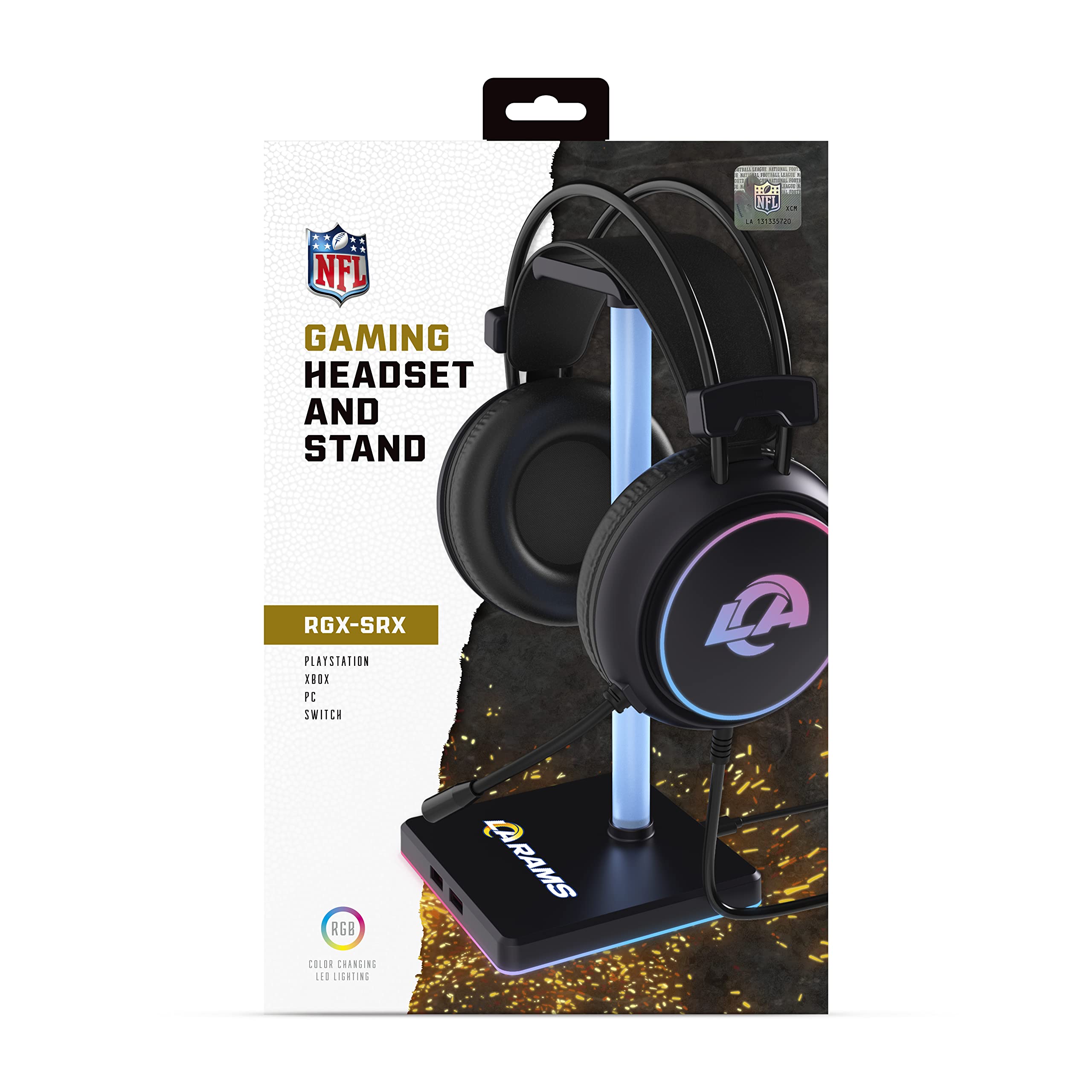 SOAR NFL LED Gaming Headset with Stand - Wireless Over-Ear Headphones with Mic for PC/PS5/Xbox - Perfect for Gaming, Streaming & Sports Fans