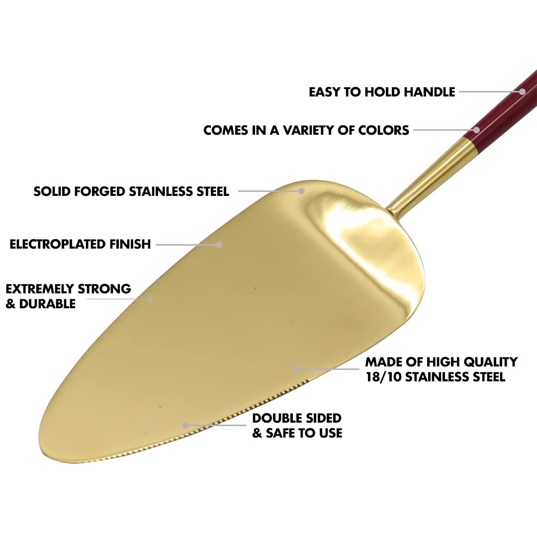 Koyal Wholesale Burgundy Wedding Cake Knife & Server Set - Modern Cake Cutting Utensils for Weddings, Quinceañeras & Special Events - Elegant Cake Decor for Wedding Tables & Celebration Dessert Service