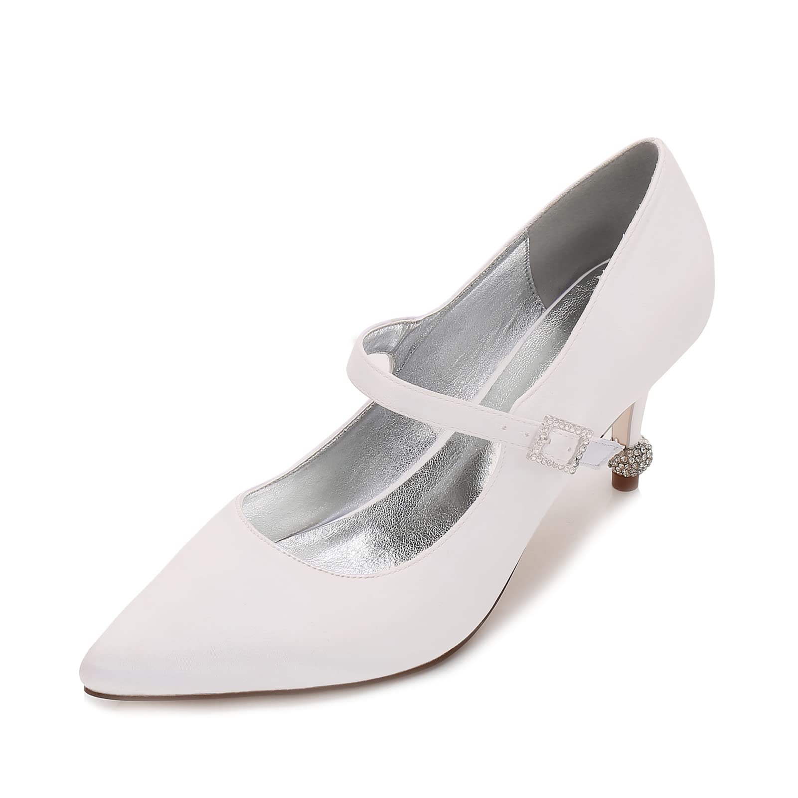 Elegant Ivory Bridal Shoes for Women - Mary Jane Court Shoes with Buckle Ankle Strap, Pointed Toe Wedding Shoes - Perfect for Brides, Bridesmaids & Formal Occasions