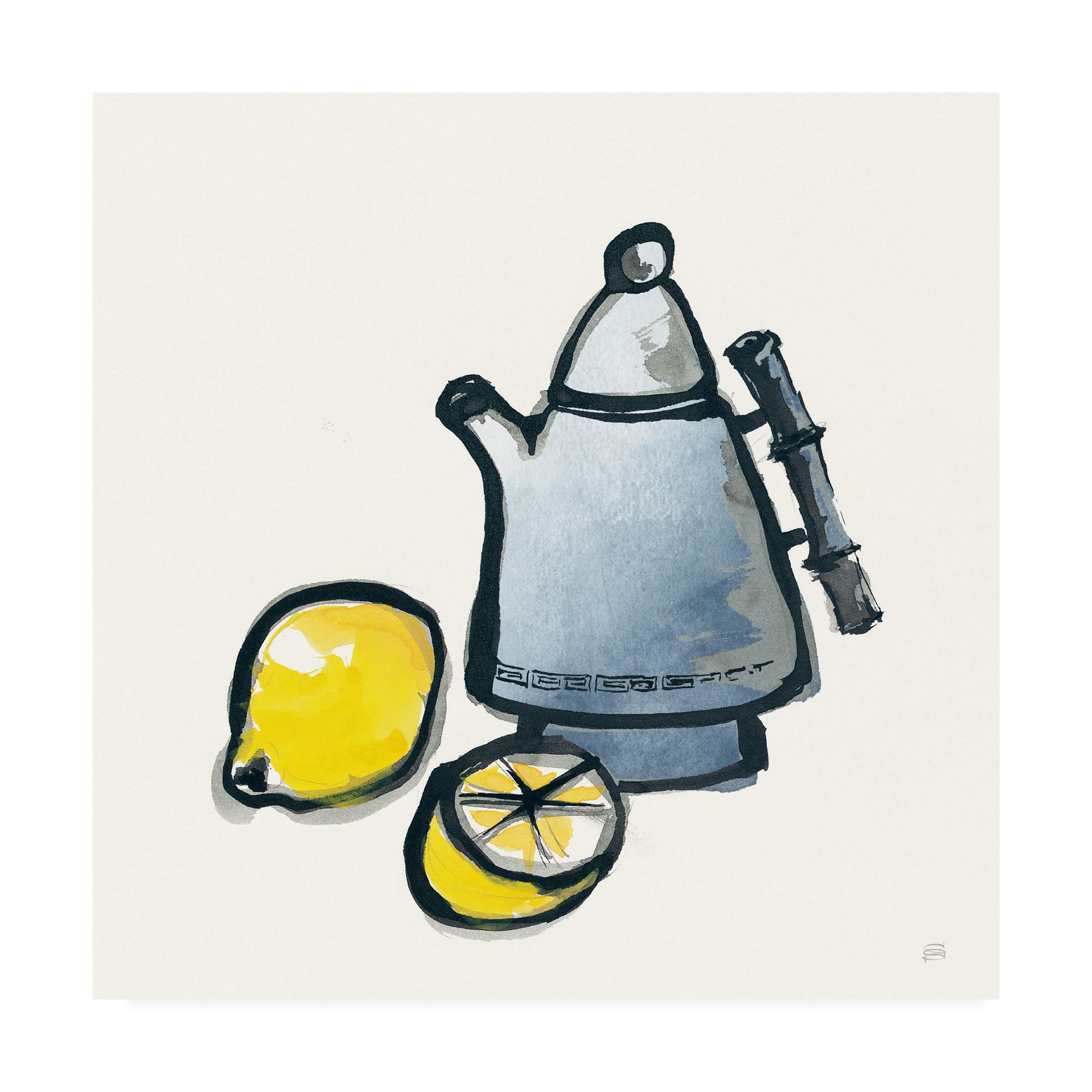Chris Paschke Trademark Fine Art 'Tea and Lemons Navy' 18x18 Canvas Print - Perfect for Kitchen, Dining Room, and Home Decor
