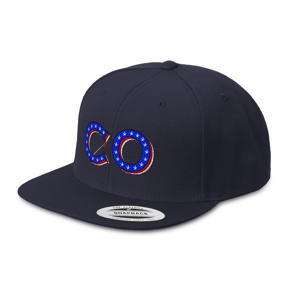 Speedy Pros Snapback Hats for Men & Women - Colorado Blue Flag Stars Flat Bill Baseball Cap - Perfect for Outdoor Sports, Streetwear Fashion & Casual Wear