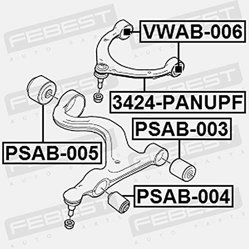 Febest PSAB-004 Front Lower Arm Bushing - OEM 970.341.05304 Replacement Part for Smooth Suspension & Enhanced Ride Comfort - Perfect for Daily Commuting & Off-Road Adventures