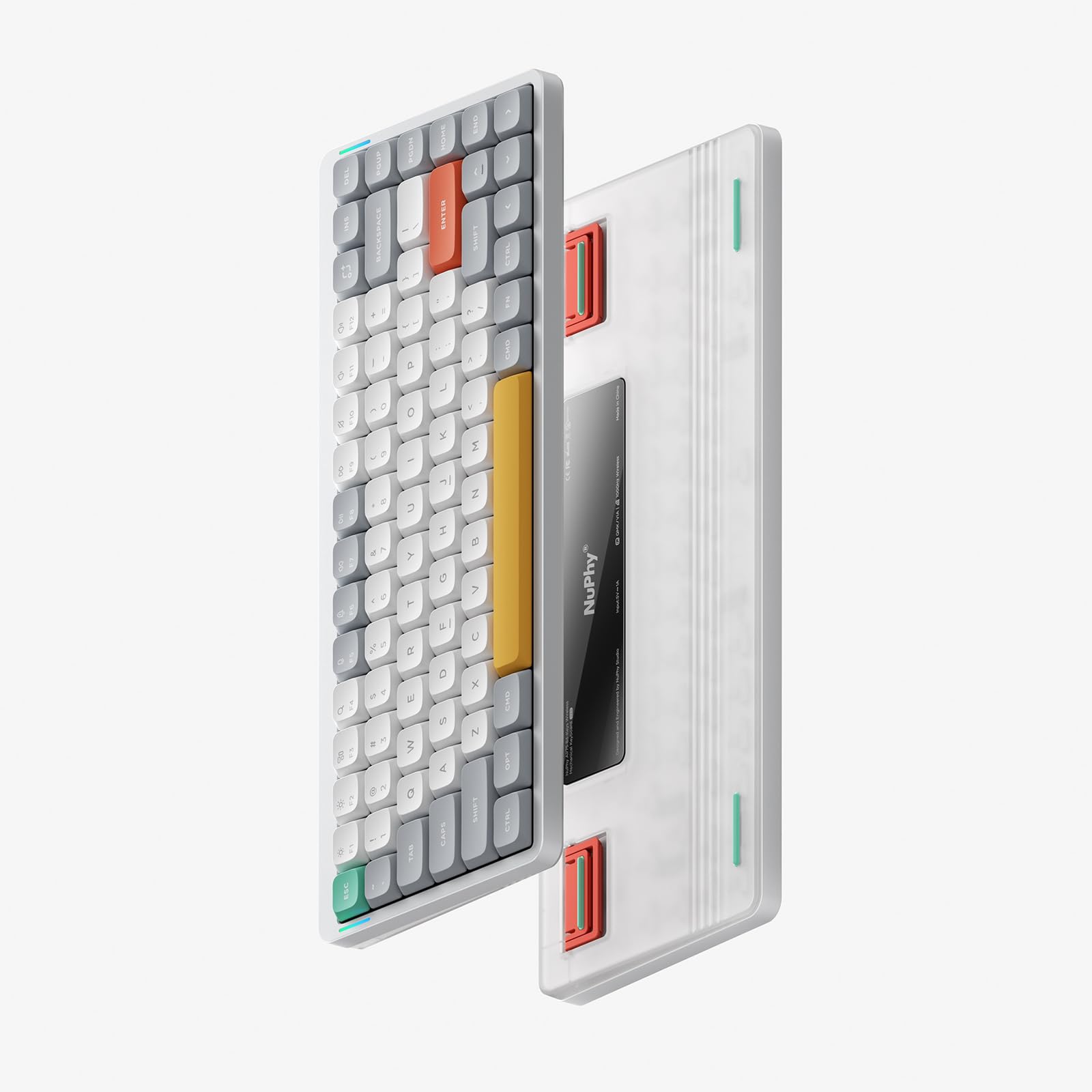 Nuphy Air75 V2 75% Compact Wireless Mechanical Keyboard - Bluetooth 5.1/2.4G/USB-C RGB Backlit, Gateron Moss Tactile Switches, Compatible with Windows/Mac/Linux (White) - Perfect for Office Work, Gaming & Programming