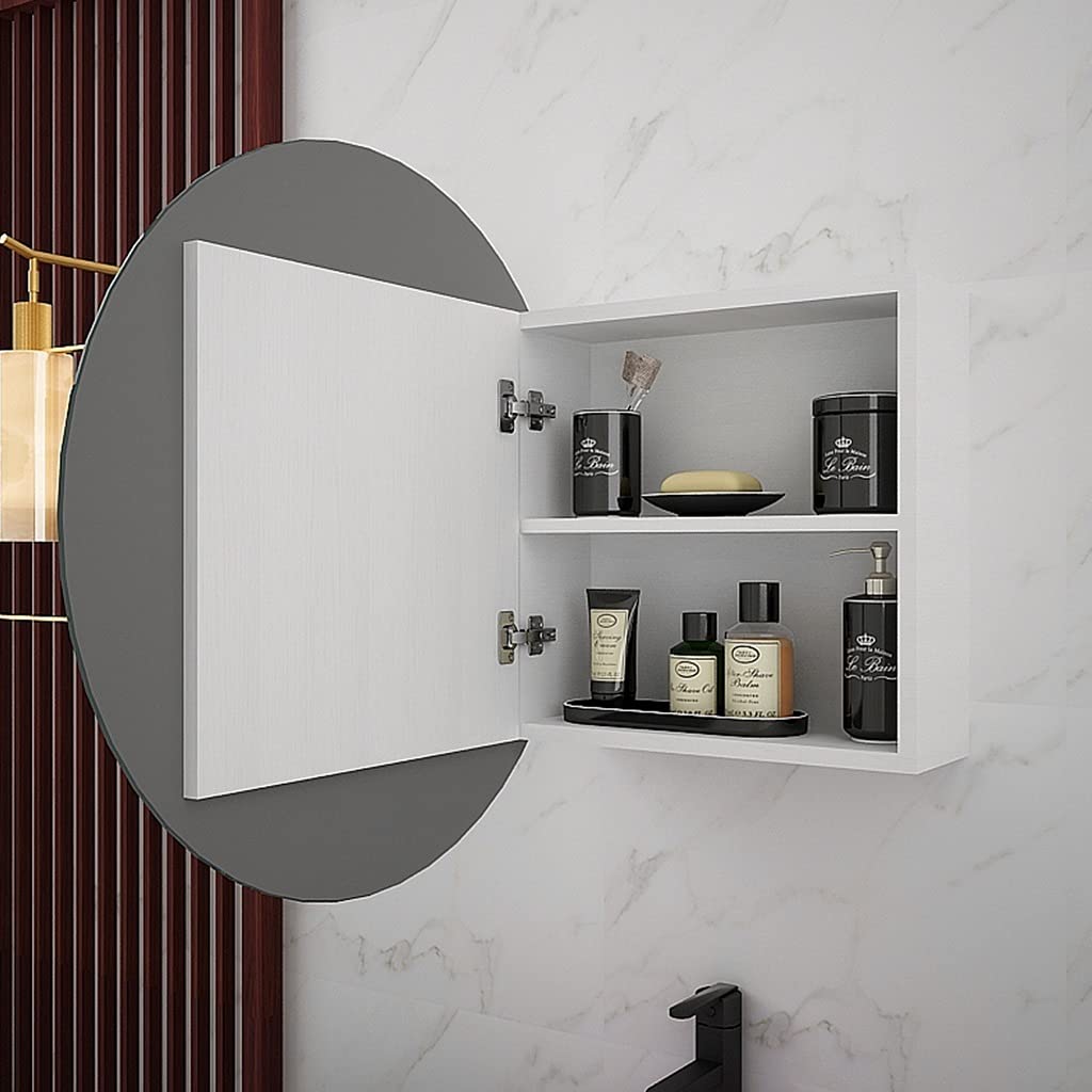 Wall-Mounted Round Bathroom Storage Cabinet with Mirror - Space Saving Vanity Organizer for Makeup & Cosmetics - Perfect for Bedroom, Bathroom & Dressing Room Organization