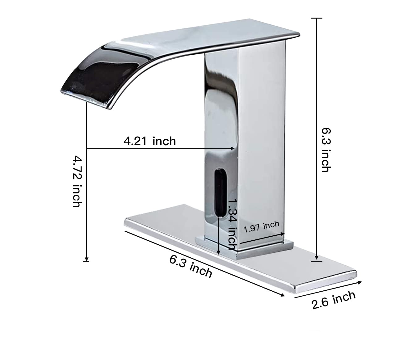 Automatic Touchless Bathroom Faucet Sensor - Hands-Free Waterfall Chrome Sink Faucet with Motion Activation | Dual Powered (Battery/USB) | Perfect for Modern Homes, Public Restrooms & Water Conservation | ADA Compliant Design