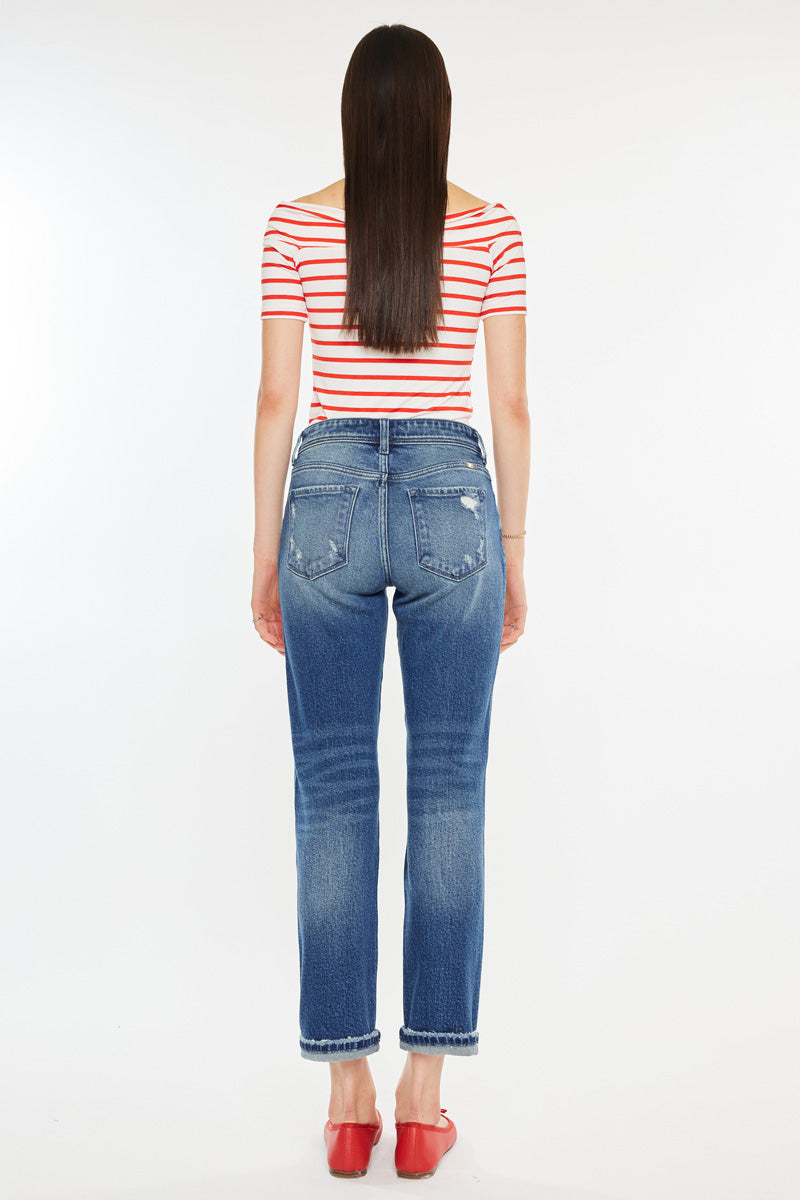 Evelin Mid Rise Cropped Straight Jeans for Women - Comfortable Stretch Denim Pants - Casual Everyday Wear for Office, Dating & Weekend Outings