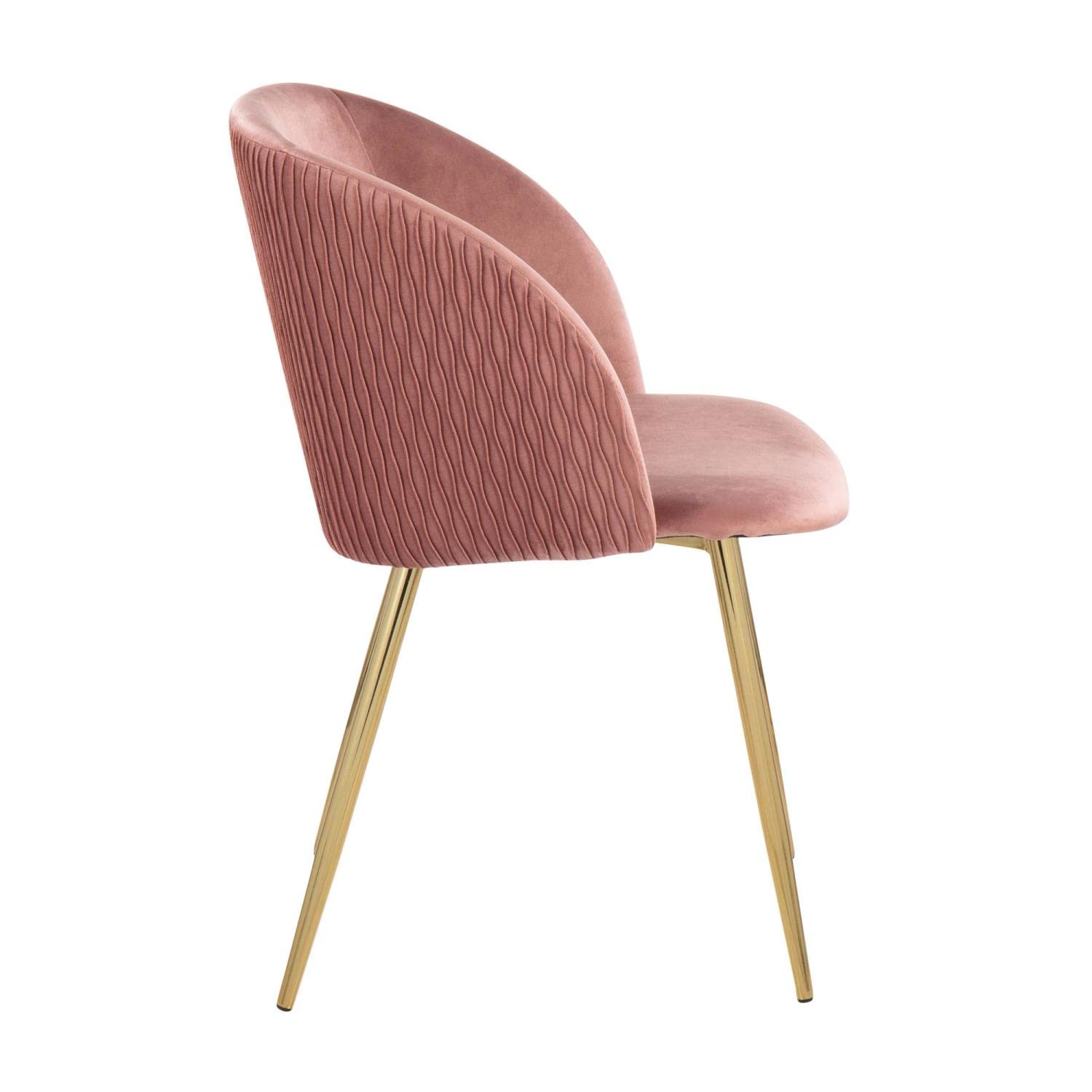 LumiSource Fran Pleated Waves Chair - Set of 2 Modern Upholstered Dining Chairs with Wave Design for Kitchen, Dining Room & Home Office | Comfortable Seating for Family Meals & Entertaining Guests