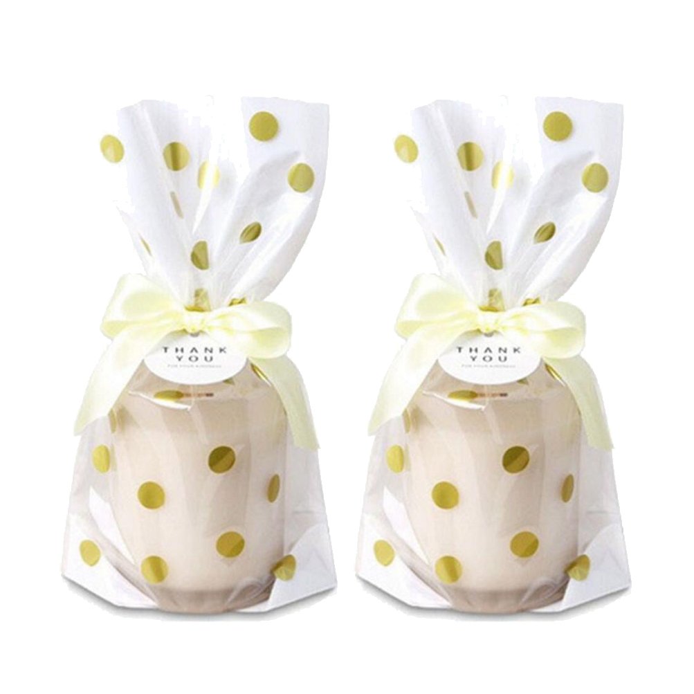 AWELL 6x10 Inch Clear Cello Bags with Gold Dots - 100 Pack for Candy, Cookies & Party Favors | Perfect for Birthday Parties, Wedding Favors & Holiday Treat Packaging