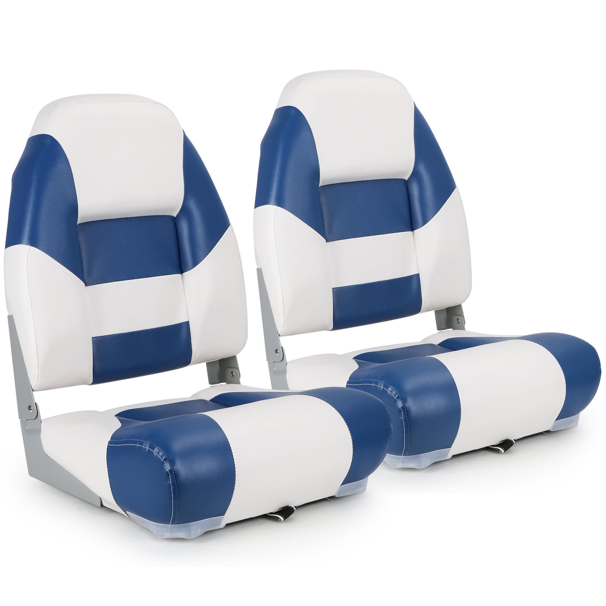 NORTHCAPTAIN Deluxe Marine High Back Folding Fishing Boat Seat Pair with Stainless Steel Screws - Comfortable Boat Seating for Fishing, Boating & Water Sports