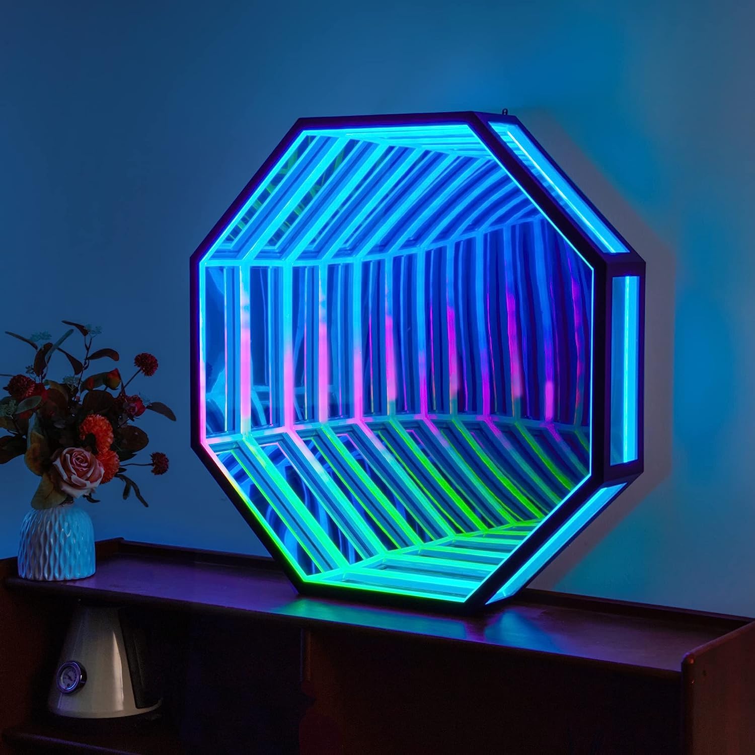 RGB Color Changing Wall Art Light - Modern Standing Lamp with 365 DIY Colors, Ambiance Floor Lamp for Living Room, Bedroom, Gaming Room - Small 30cm Octagon Design - Perfect for Mood Lighting & Home Decor