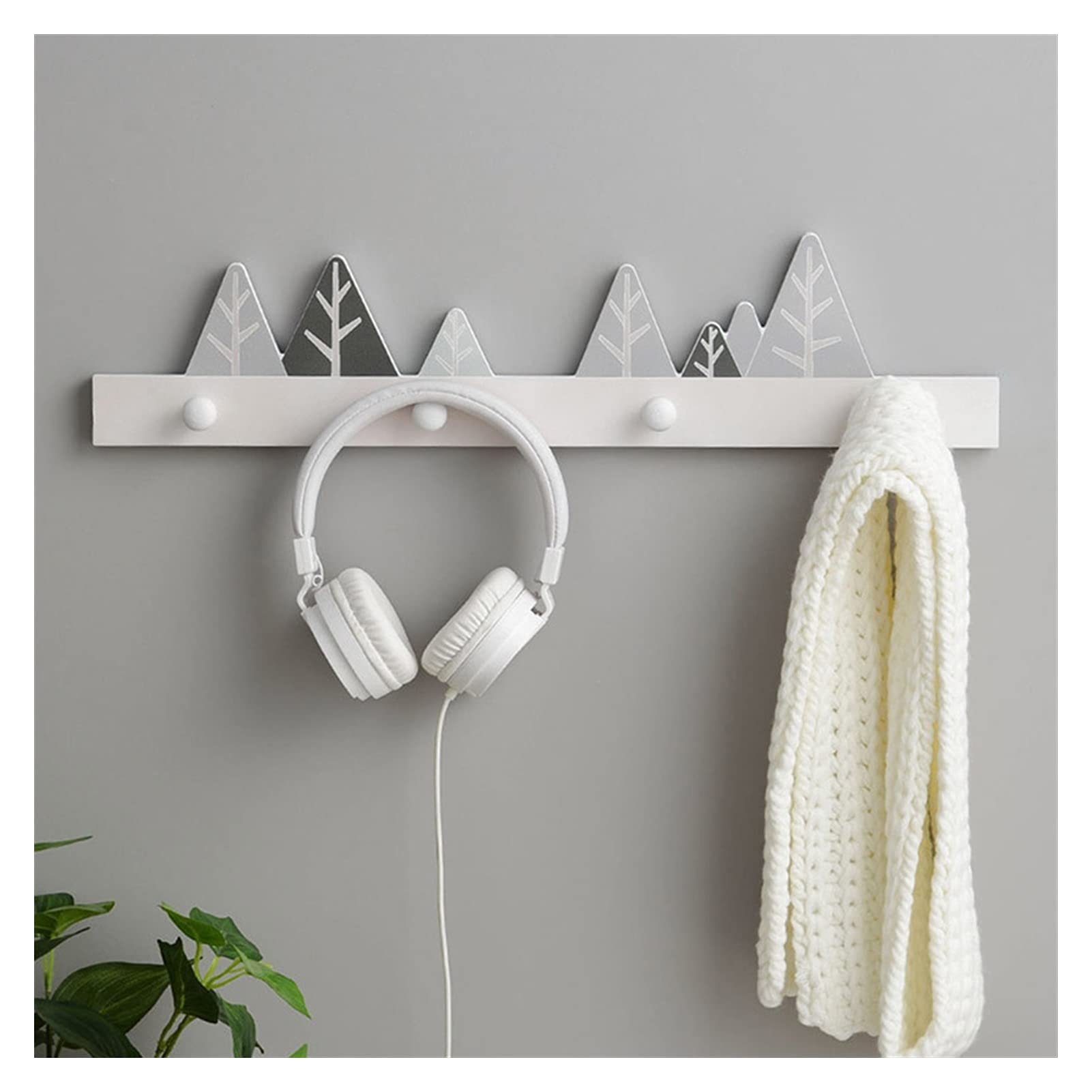 YIFEI2013-SHOP Wall Mounted Coat Rack with Key Holder - Wooden Hooks for Jackets, Hats & Accessories - Space Saving Home Decor (Grey) - Perfect for Entryway, Bedroom & Closet Organization
