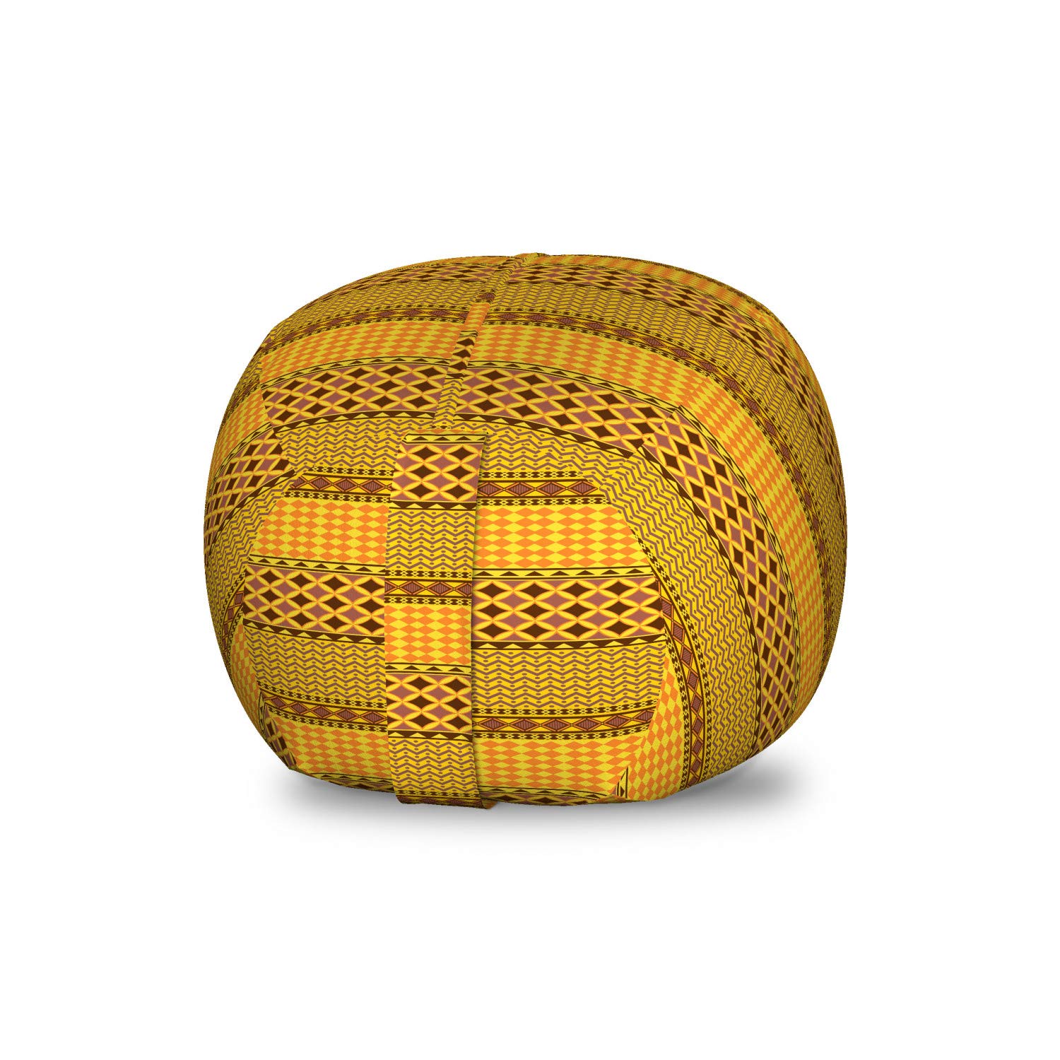 Ambesonne Kente Pattern Toy Storage Bag Chair - Prehistoric Zigzag Folkloric Design, Washable Stuffed Animal Organizer, Small Multicolor for Kids' Room & Playroom Organization