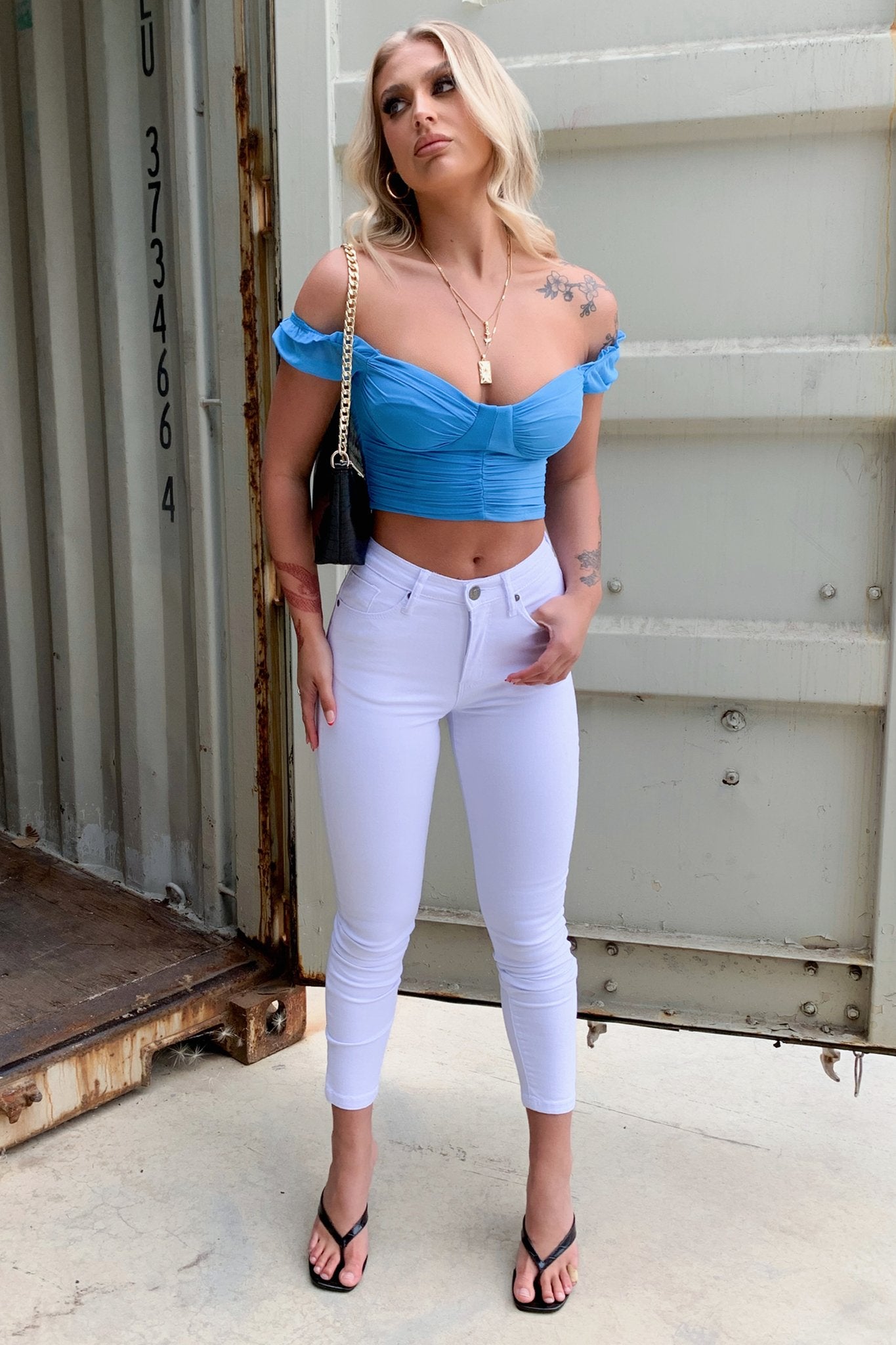 Fendy Women's High Waist White Denim Jeans - Stretchy Comfort Fit for Casual Wear & Everyday Style
