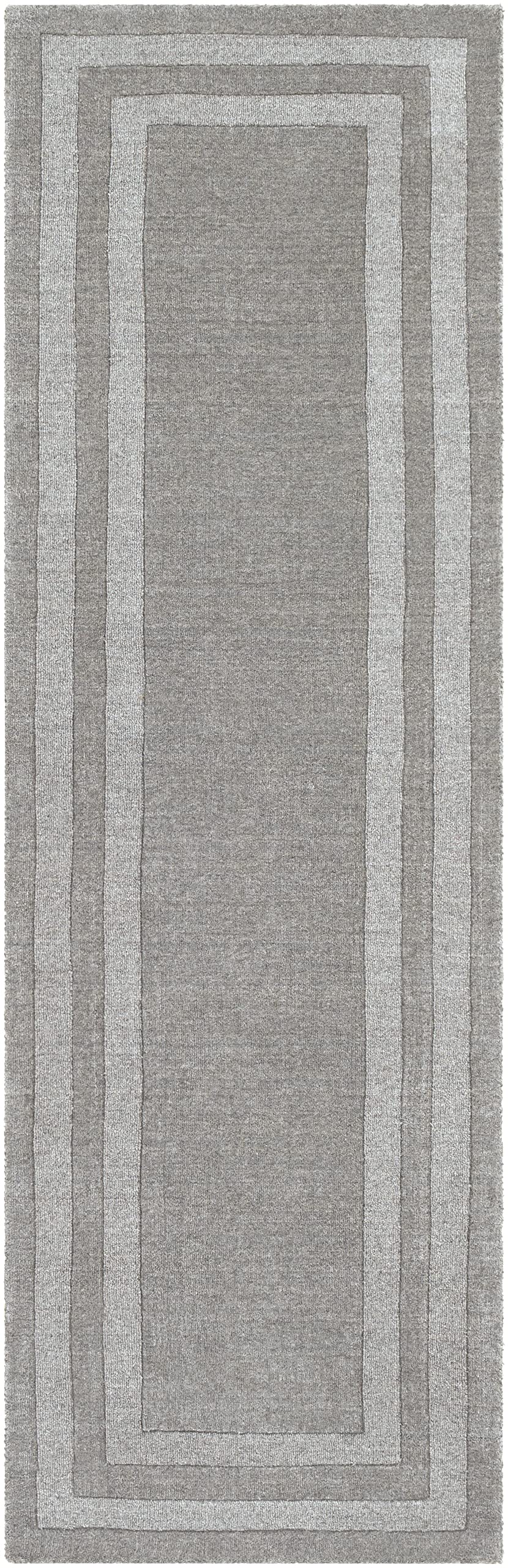 Mark&Day 2x8 Mardian Solid & Border Taupe Runner Rug - Non-Slip Gray Carpet for Hallway, Bedroom, Kitchen - Perfect for High Traffic Areas & Home Decor (2'6