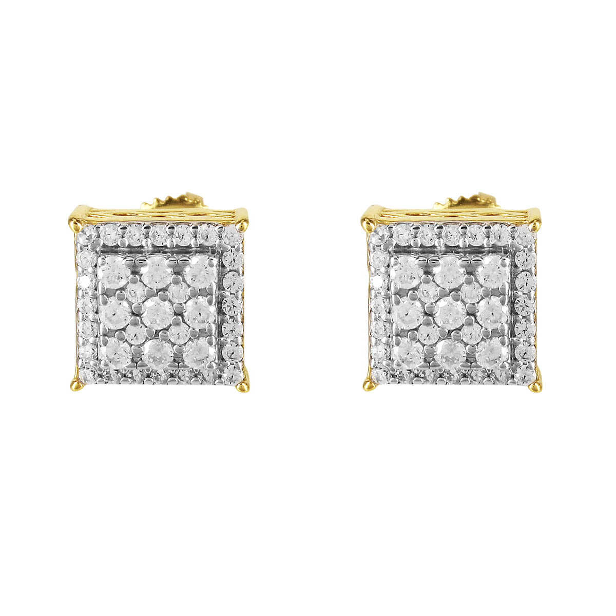 14K Gold Tone Sterling Silver Square Stud Screw Back Earrings for Women - Hypoallergenic Fashion Jewelry for Everyday Wear & Special Occasions