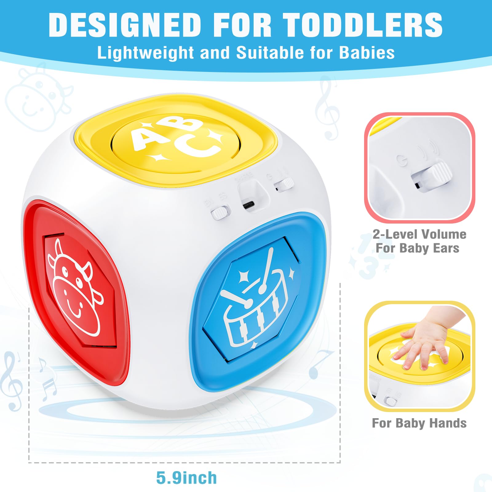Bilingual Learning Cube Toy for Toddlers 1-2 Years - Musical & Light Up Baby Gift for Christmas & Birthdays