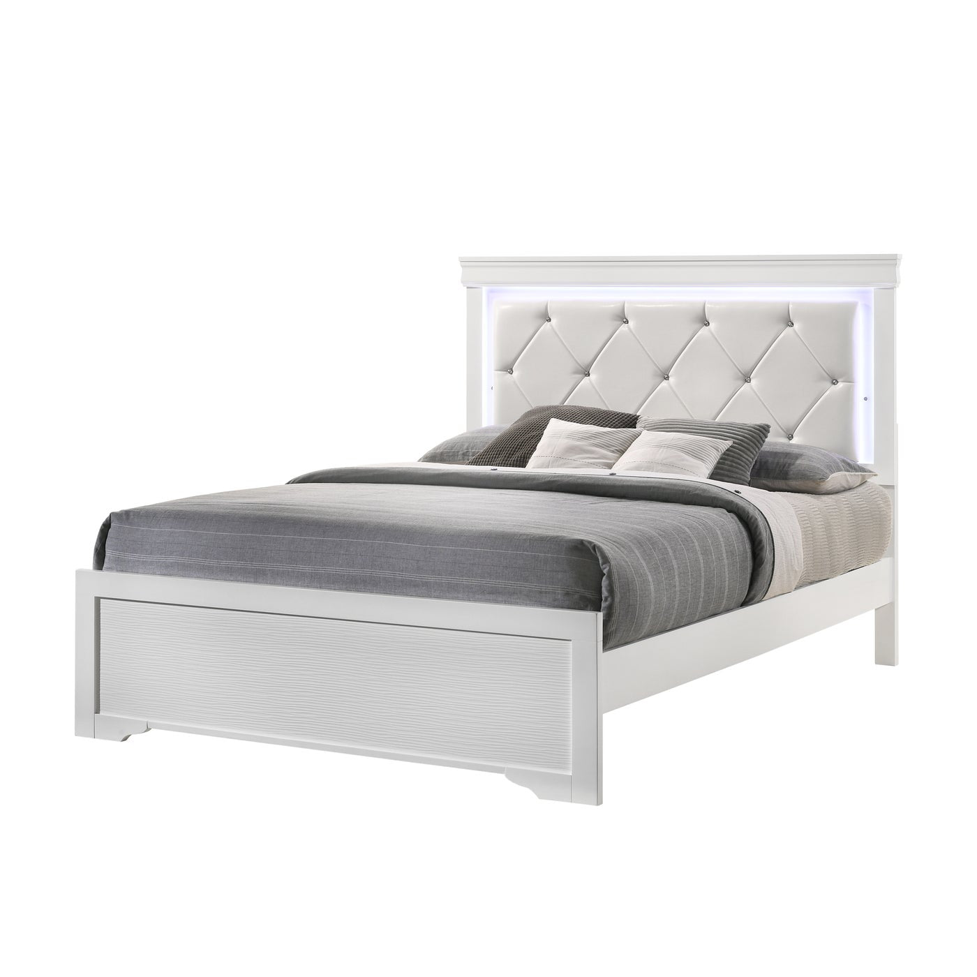 Brooklyn White Collection Double Platform Bed Frame - Queen Size, Modern Minimalist Design for Bedroom, Durable & Sturdy - Perfect for Small Spaces & Guest Rooms