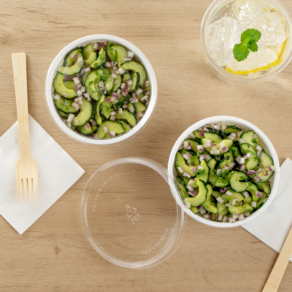 7 oz Round White Plastic Salad Bowls - 5