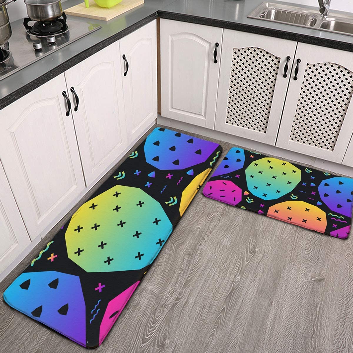 2 Pack Anti-Fatigue Kitchen Mats with 3D Optical Illusion Design - Cushioned, Waterproof & Non-Slip Foam Rugs for Ergonomic Comfort - Perfect for Standing Long Hours While Cooking and Dishwashing