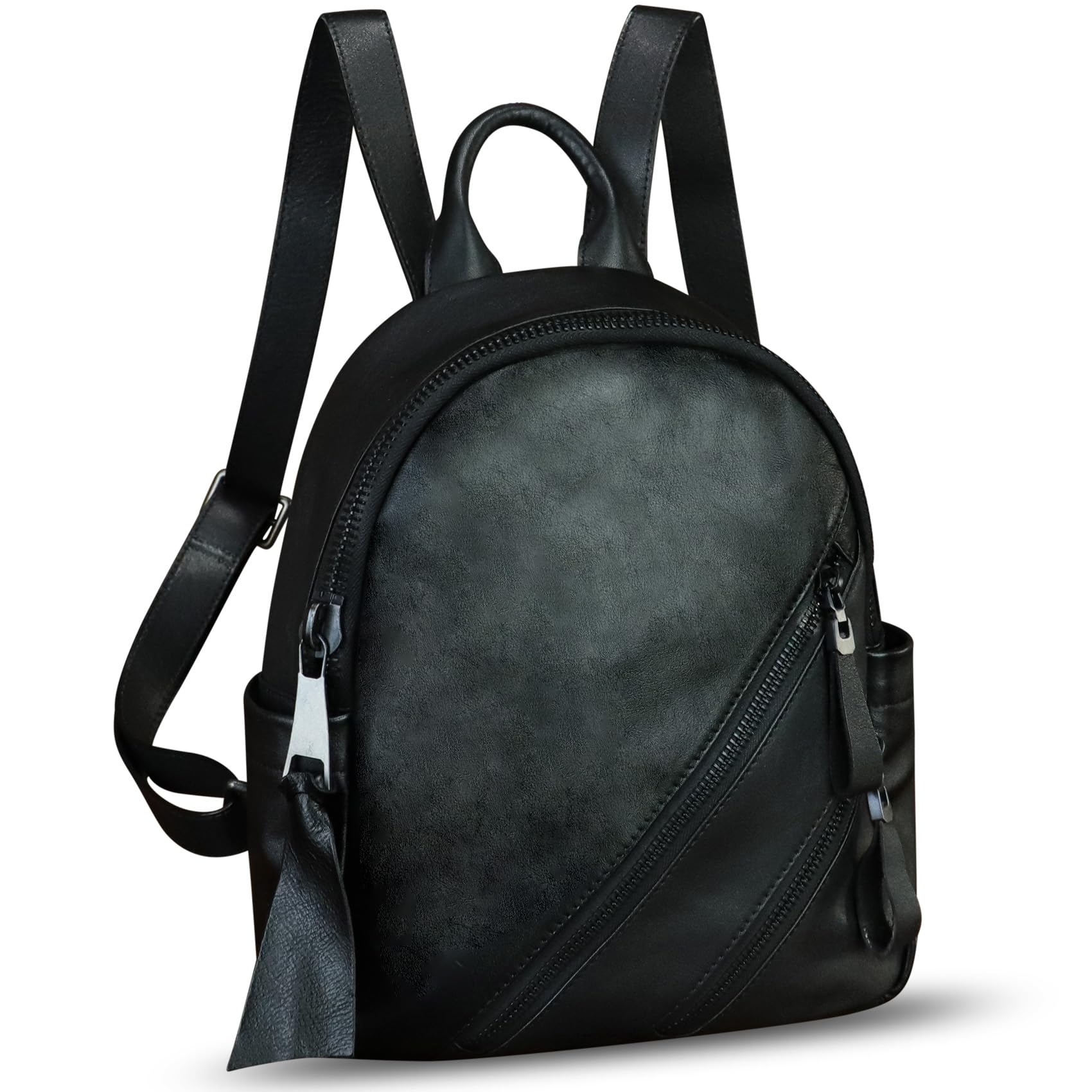 Vintage Genuine Leather Backpack for Women - Soft Cowhide Real Leather Fashion Daypack, Rucksack, Knapsack Purse (Black) | Perfect for Travel, Work, School & Daily Commute