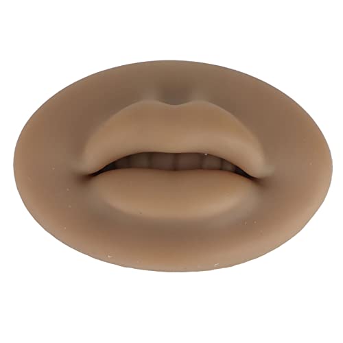 3D Silicone Fake Lips for Microblading & Lip Tattoo Training - Realistic Skin Texture, Semi-Permanent Practice Lips for Makeup Artists & Beginners (Brown) - Perfect for Salon Practice, Beauty School & Home Training